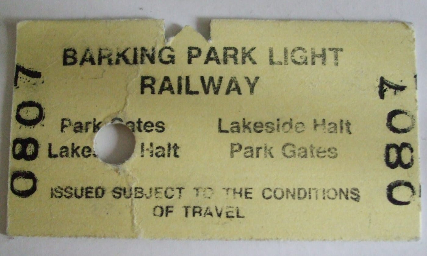 Barking Park Light Railway — Barking Park Light Railway ticket